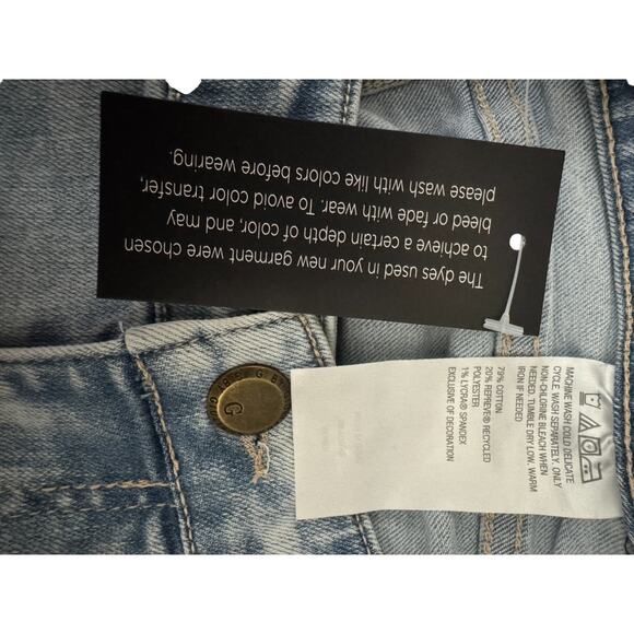 G by Giuliana Embroidered Crop Jeans Size 4 NWT Boho Floral Denim Blue Raw Hem - Picture 9 of 10